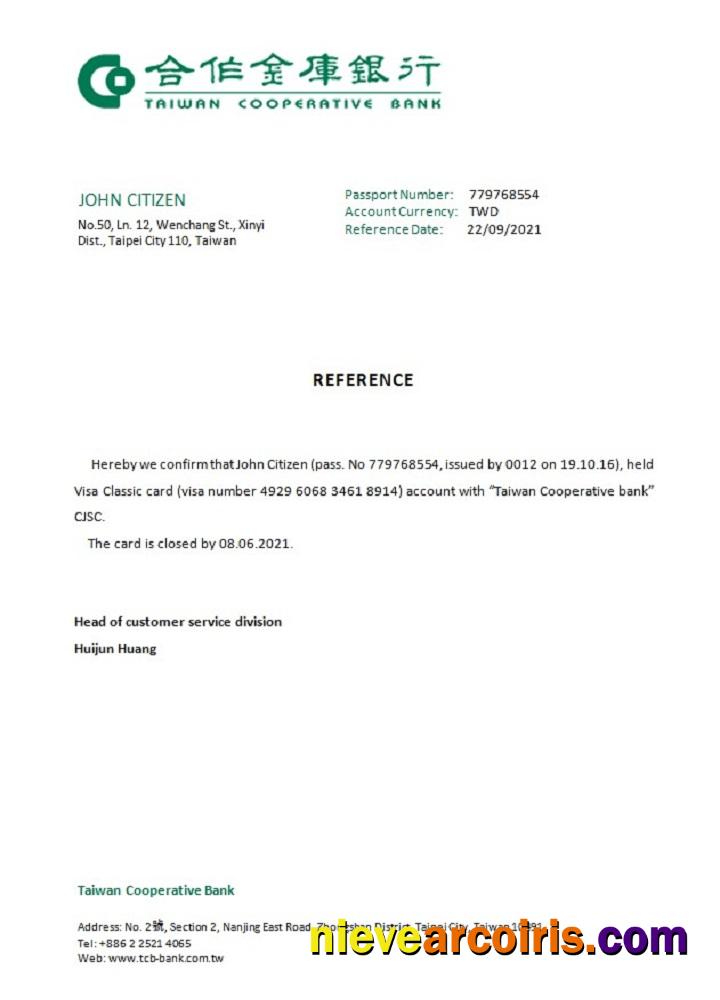 Taiwan Taiwan Cooperative Bank closure reference